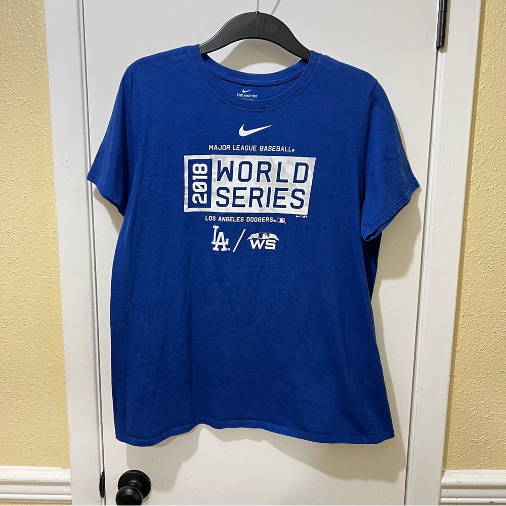 Los Angeles Dodgers 2018 World Series Nike T-Shirt Women’s Size XL Blue MLB Tee